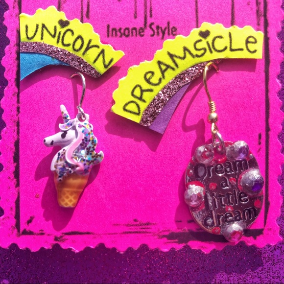 Unicorn Dreamsicle Ice-cream, Dangling Earrings - Picture 4 of 7